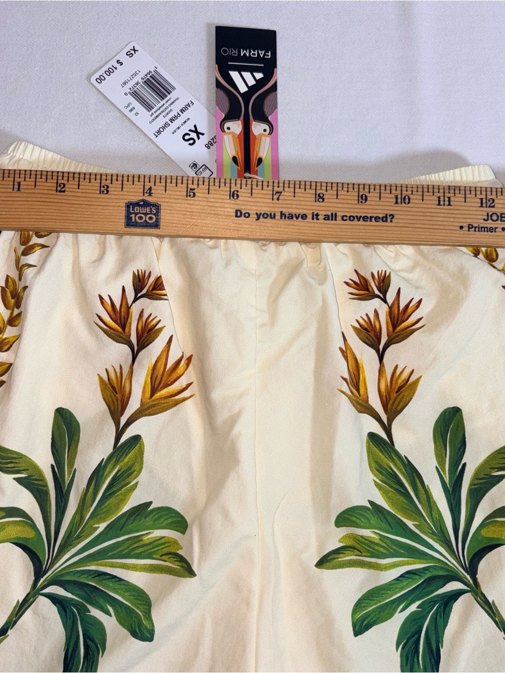 Farm Rio x adidas Cream Tropical Print Women's Shorts - XS floral botanical new - Picture 4 of 8